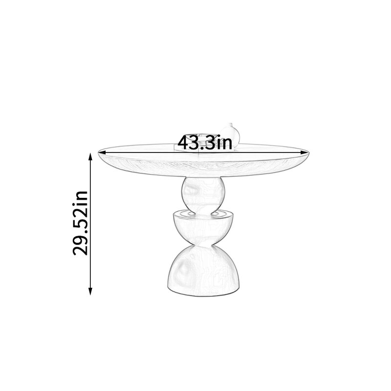 Table ronde durable Pure Black, H 29,52 po x L 43,3 po x l 43,3 po
