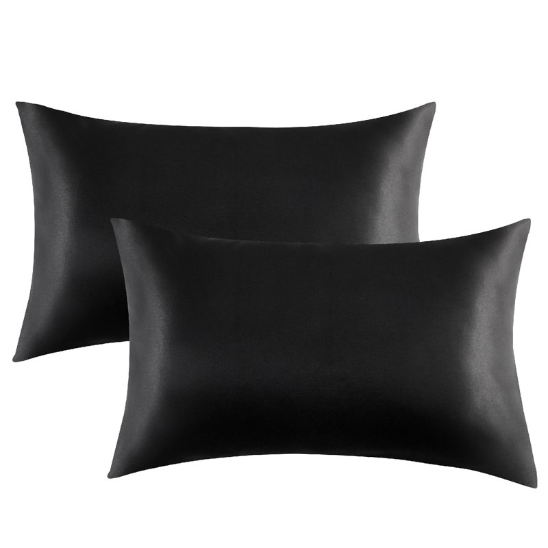 Satin Pillow Case, 50 x 60 cm Pillowcase, Black