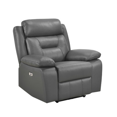 Hornbeck 40" Modern & Contemporary Top Grain Leather Match Power Reclining Chair with One-Touch Power Control & USB Charging
