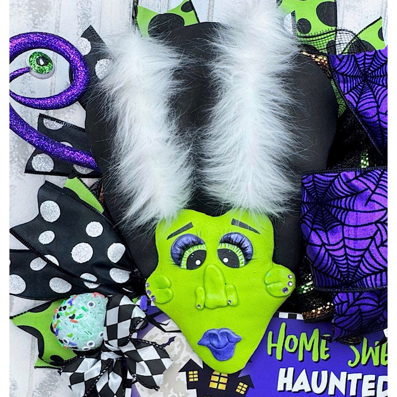 Couronne d'Halloween Deluxe Bride Of Frankenstein Home Sweet Haunted Home