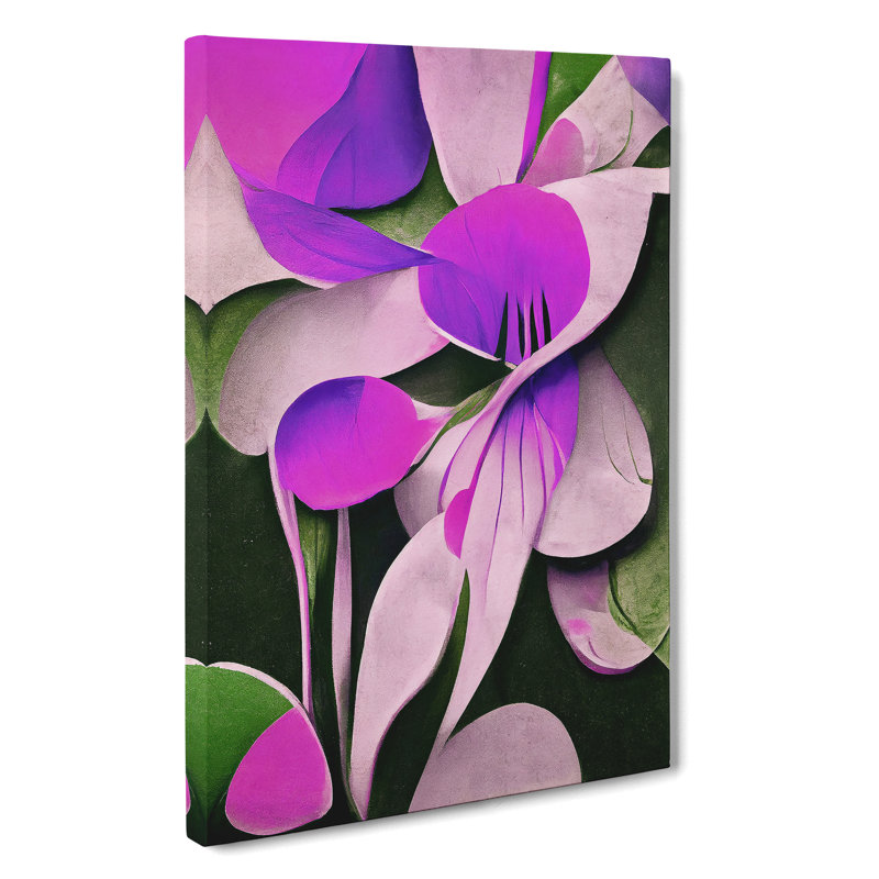 Pretty Abstract Flowers - Wrapped Canvas Print, 50cm H x 35cm W