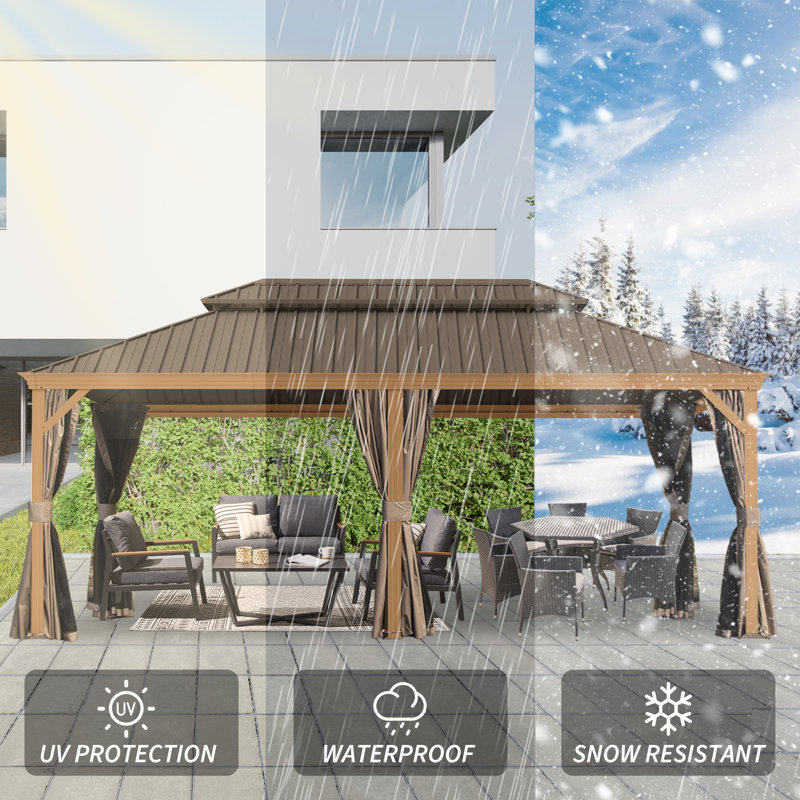 24 Ft. W x 14 Ft. D Aluminum Barrel Gazebo