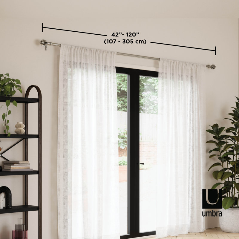 Tringle à rideaux pour fenêtre Blossom, réglable de 42 po à 120 po, nickel