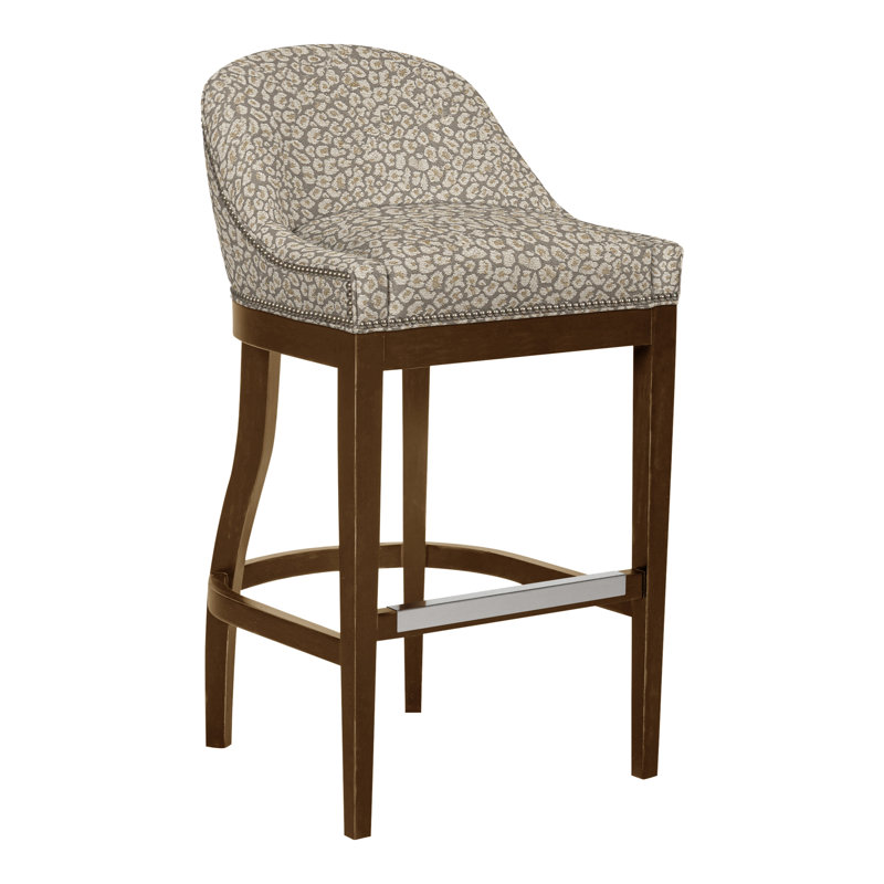 Calloway Upholstered Bar Stool with Solid Wood Frame, Nadia Eclipse, Havana