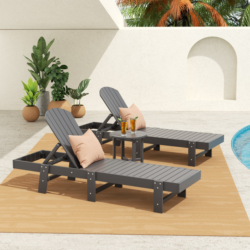 Chaise longue inclinable simple avec table 77,6 po Altura, gris