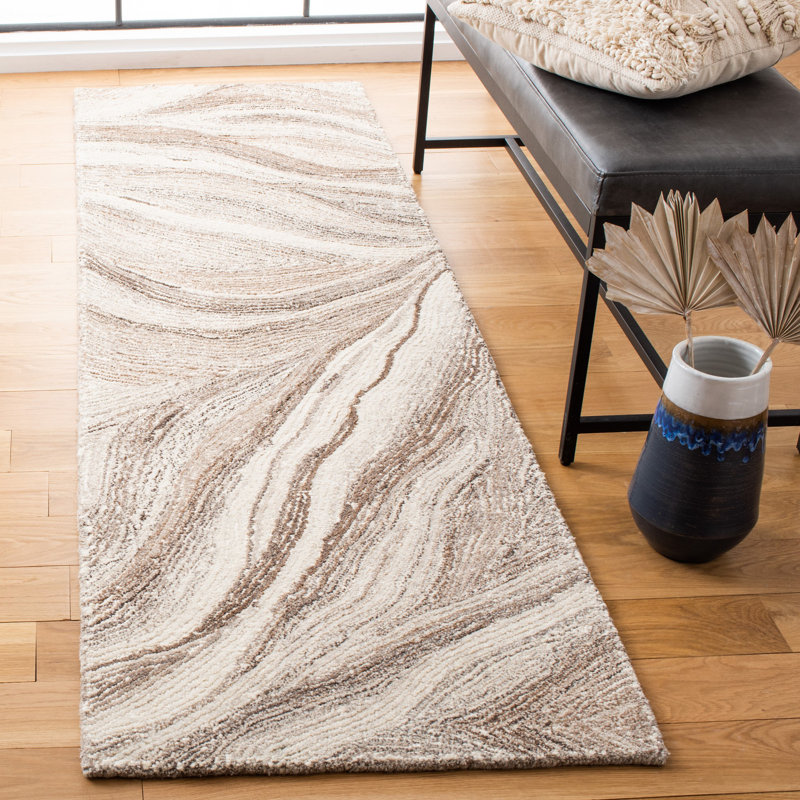 Tapis en laine et coton touffetés à la main Rackley, Tapis de couloir 2 pi 3 po x 8 pi