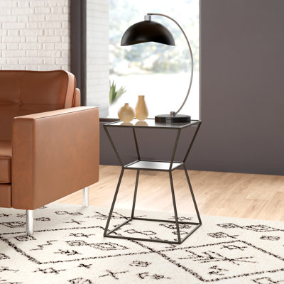 Imane Glass Top Frame End Table with Storage by Ebern Designs