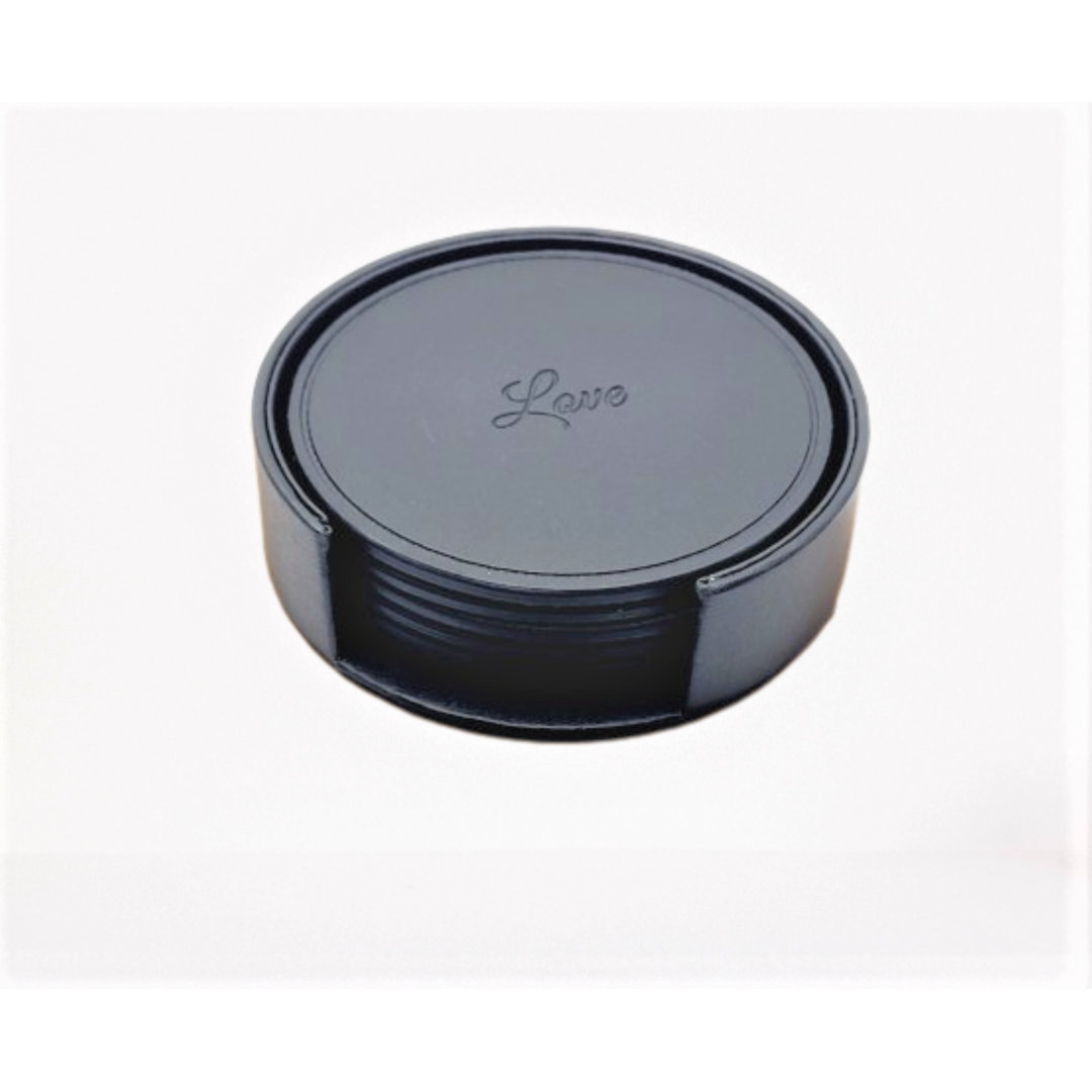 Leather Round 6 Piece Coaster Set (Set of 6) Winston Porter