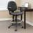 Zem Drafting Stool With Adjustable Arms & Chrome Footring, Black Crepe