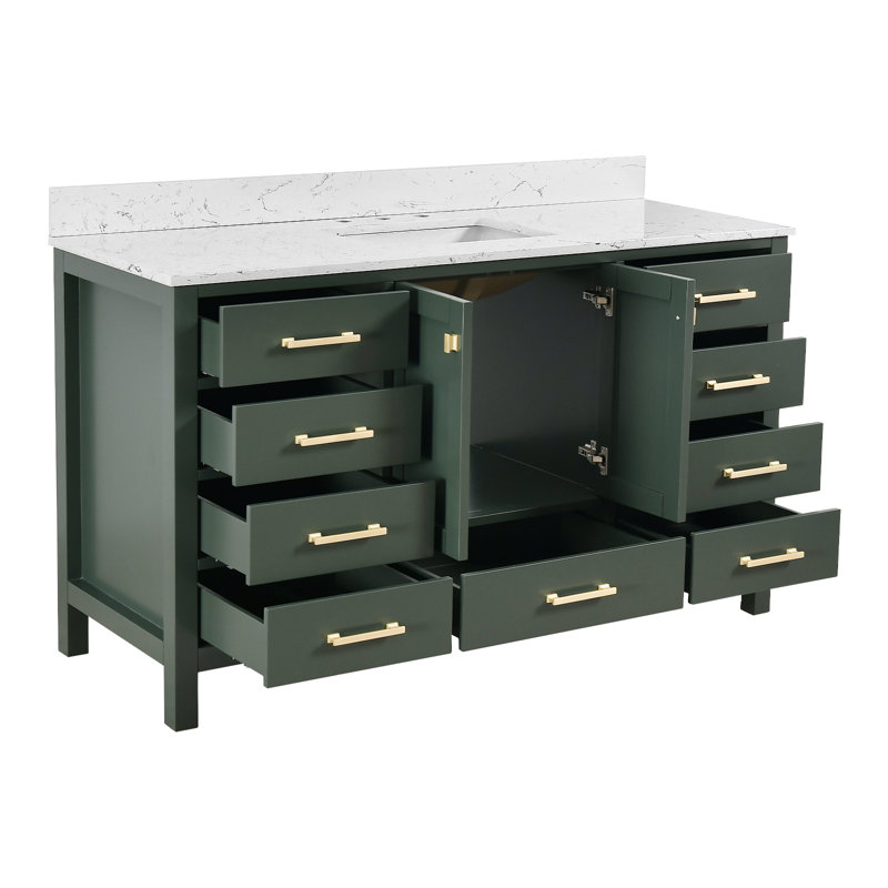 Meuble-lavabo 60 po avec lavabo simple Cholena, Vert