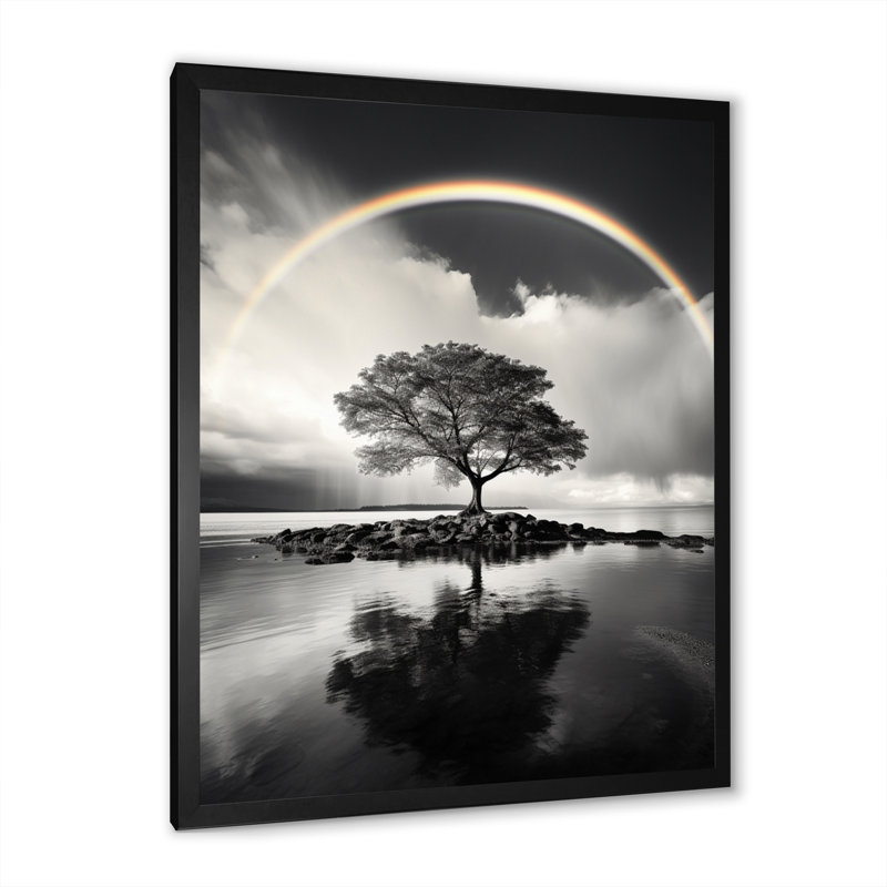 Arc-en-ciel arc-en-ciel gris sur arbre II - impression, Cadre photo noir, H 20 po x l 12 po x P 1 po