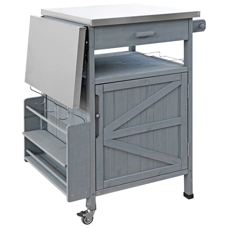 40.5" Outdoor Grill Cart With Stainless Steel Top, Blue