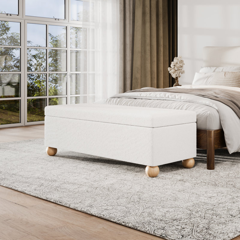 Banc de rangement Jarett Boucle avec pieds en bois massif