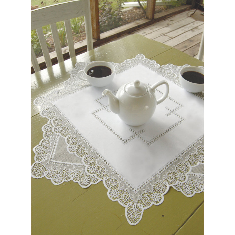 Mena Square Table Topper, White, 42" x 42"