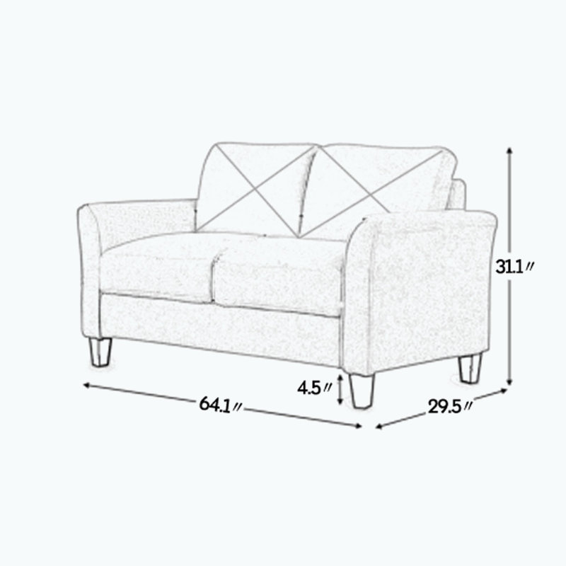Wilgus Upholstered 64.10'' Sofa, Black, 31.1" H x 64.1" W x 29.5" D