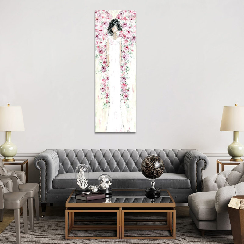 Angel Floral Wings 1 Piece Painting on Canvas, 182.88 cm H x 60.96 cm W, Wrapped Canvas