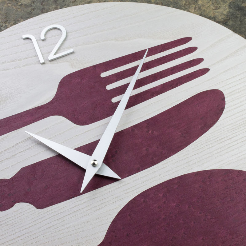 Dolcevita Wall Clock, 50cm H x 50cm W x 3cm D, Oak/Dark Brown