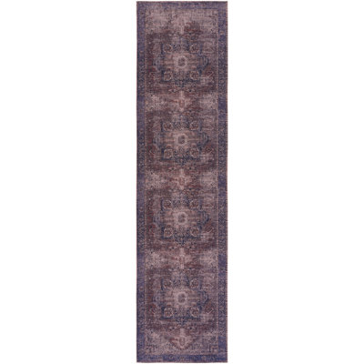 Low-Pile Washable Area Rug Runner For Bedroom, Living Room, Kitchen 2'6''X10'  Burgundy  - Non-Slip, Non-Shedding, 2'6''X10', Non-Slip Harmony