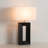 Julie Standing Table Lamp - Ebony Wood Finish, Weathered Brass, White Linen Shade-96191260