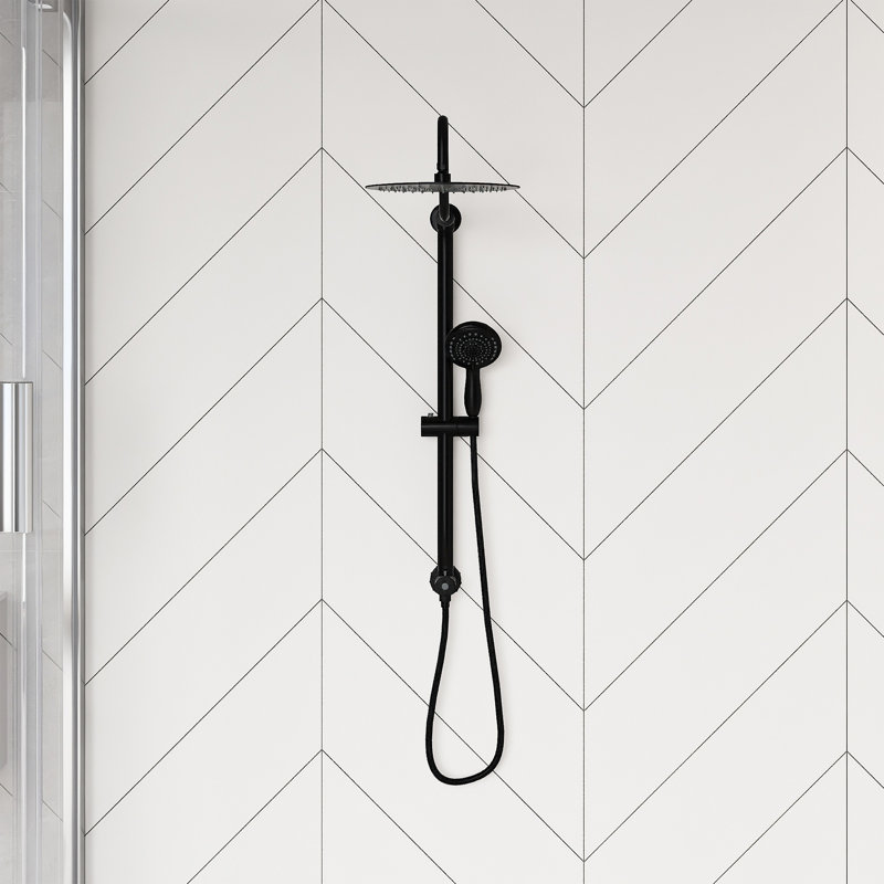 Shower Set - 10Inch Overhead Shower And Hand Shower, Round Shower Set, Dual Shower Heads, Matte Black