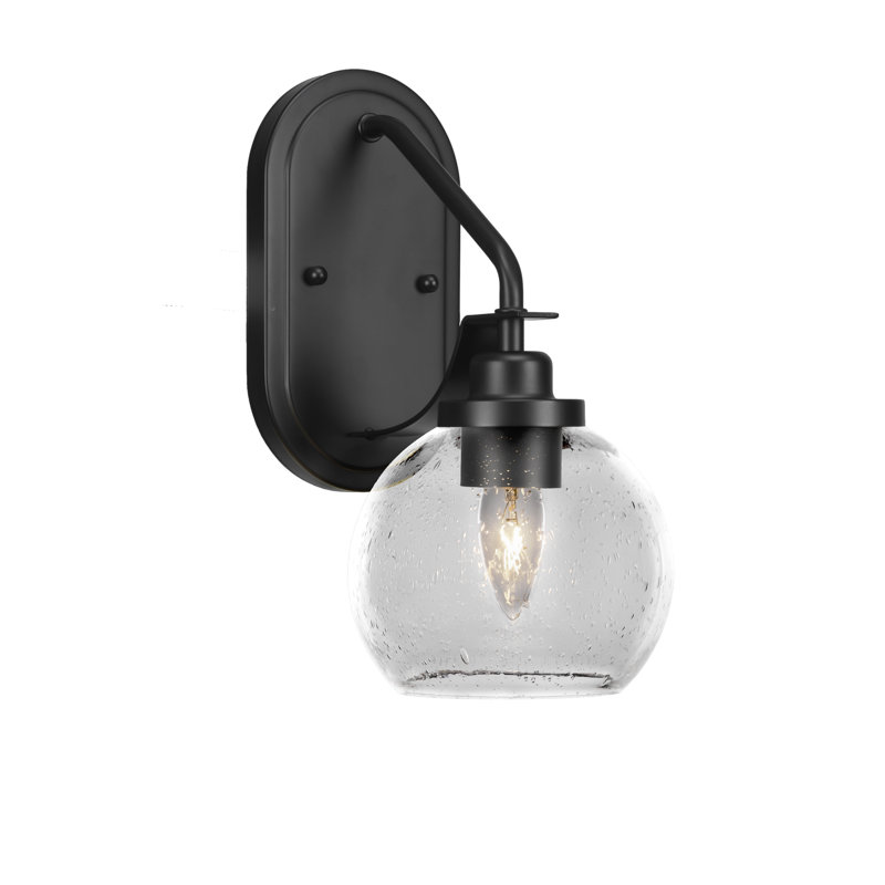Alirra Wall Sconce Shown With 5.75" Glass, Matte Black, Seedy, Globe Shape