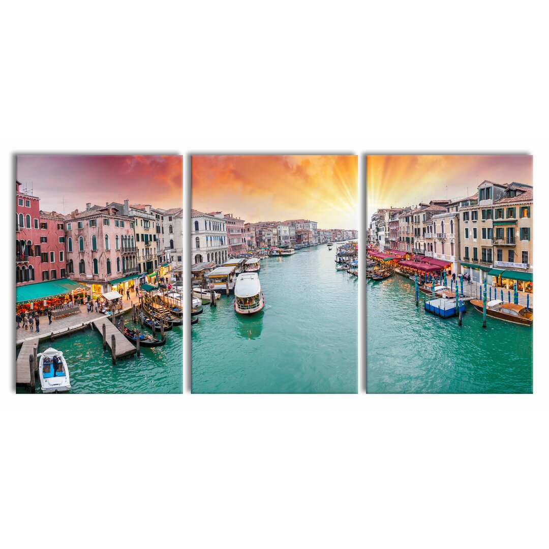 3-tlg. Leinwandbilder-Set Venetian River Houses