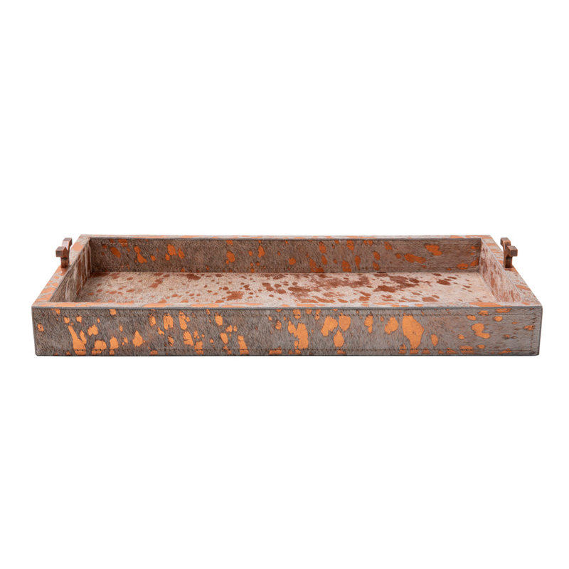 Metallic Copper Cow Hide Tray - Small, 2" H x 20" W x 10" D