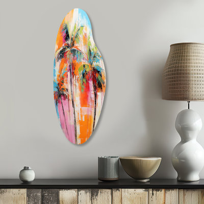 Christoph - Palms & Palm Trees Curved Shape Assymterical Metal Wall Art