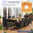 9 Pcs Outdoor Dining Set With Acacia Wood Tabletop, Umbrella Hole, Seat Cushions