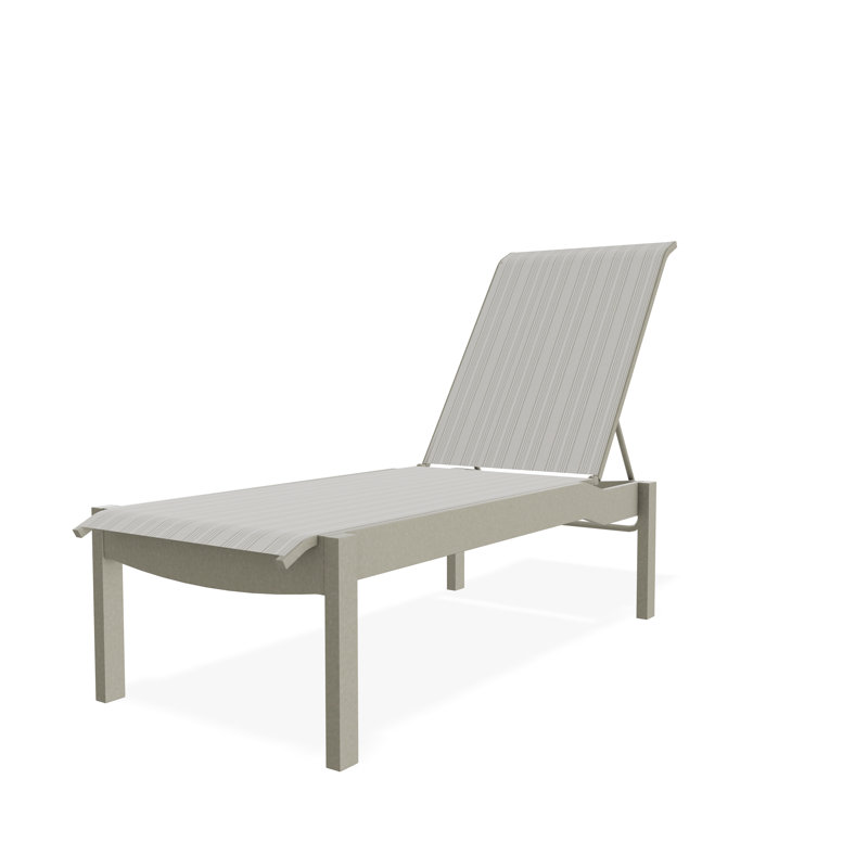 Leeward Sling Marine Grade Polymer Lay-flat Stacking Armless Chaise with Wheels, Harbour, Storm