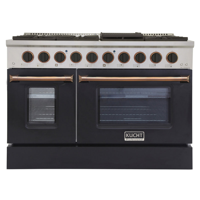 Freestanding Gas Range with Convection Oven, Liquid Propane, Black/Gold