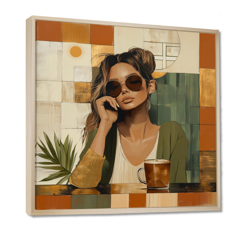 Muse du café du matin - Tableau encadré tendance, H 24 po x l 24 po, Cadre naturel flottant
