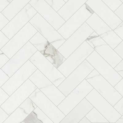 Tuscany Marble 2x6 Herringbone Matte Calacatta