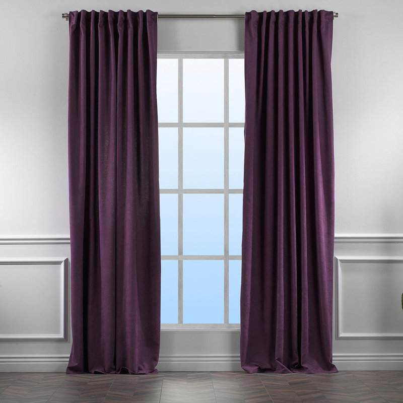 Room Darkening Single Curtain Panel, Purple, 130cm Width x 225cm Drop