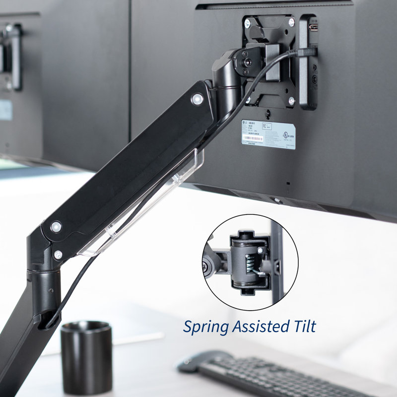 ErgoFlex Black Aluminum Dual Monitor Desk Mount with USB