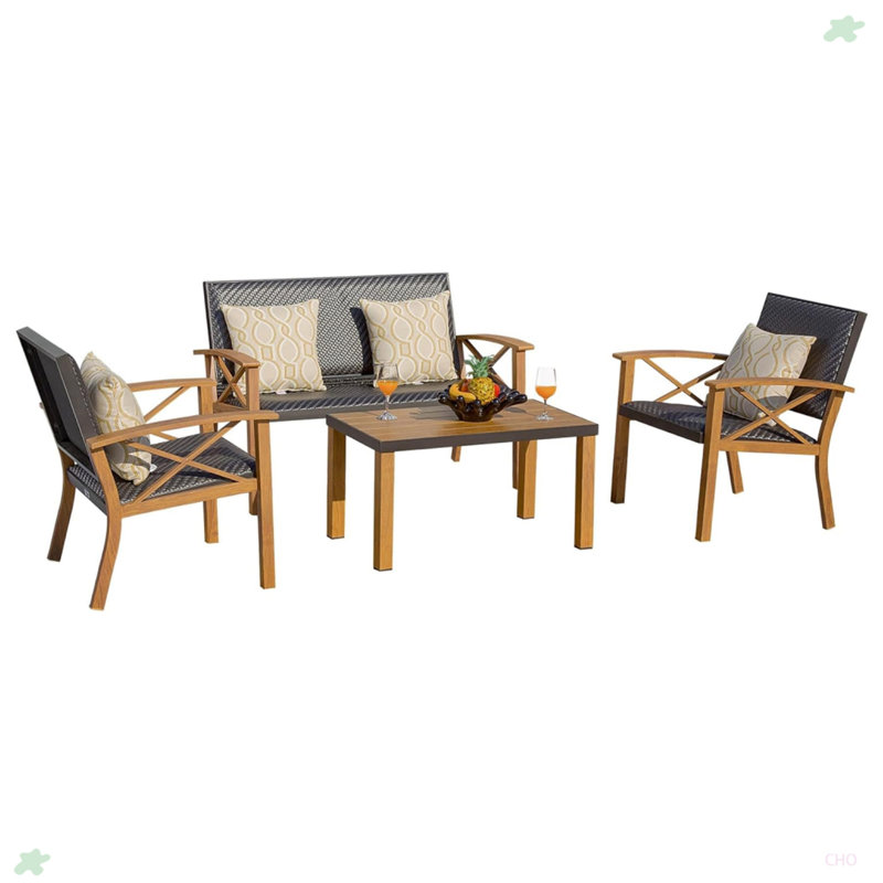 Ensemble de conversation 4 pièces pour l'extérieur