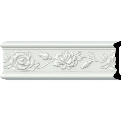 Endurathane Running Rose Chair Rail, 3 7/8"H x 3/4"P x 94 1/2"L, (9 5/8"Repeat), Factory Primed