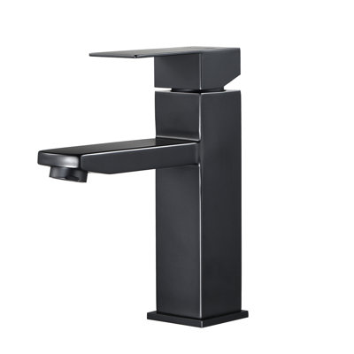 Matte Black Single Handle Stainless Steel Bathroom Tap