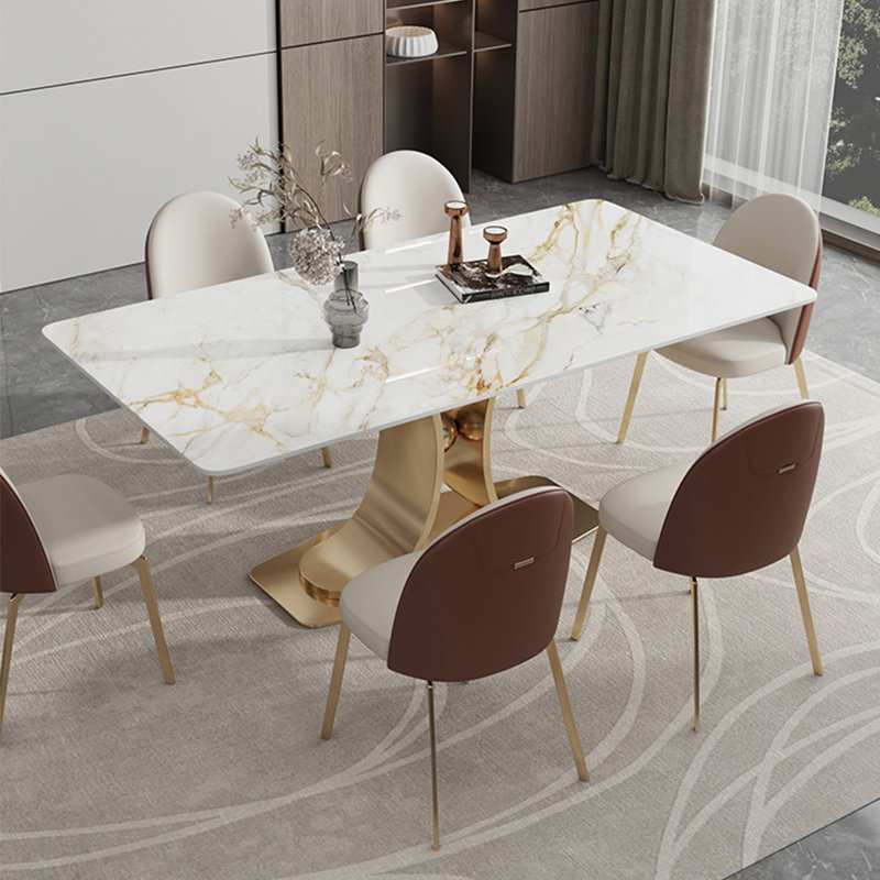 Light luxury rectangular dining table set, 29.5"H x 63"L x 31.5"W