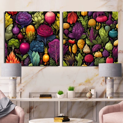 Lonnie - Fruits & Vegetables Square Collage Set Of 2