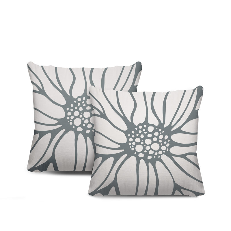 Housse et insert de coussin décoratif intérieur / extérieur en mélange de polyester, L 19 po x H 19 po, Gris