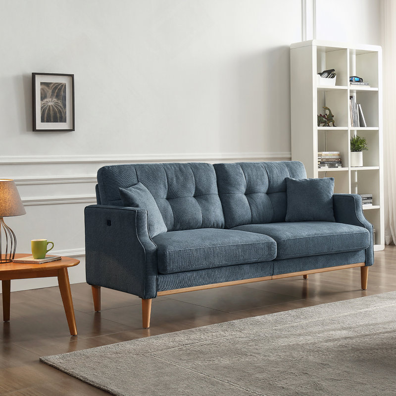 Canapé confortable à trois places avec des caractéristiques avancées pour une utilisation à long terme, Bleu