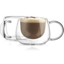 Godinger Glass Travel Mug Tumbler Double Wall Cup for Coffee/Tea - 12oz