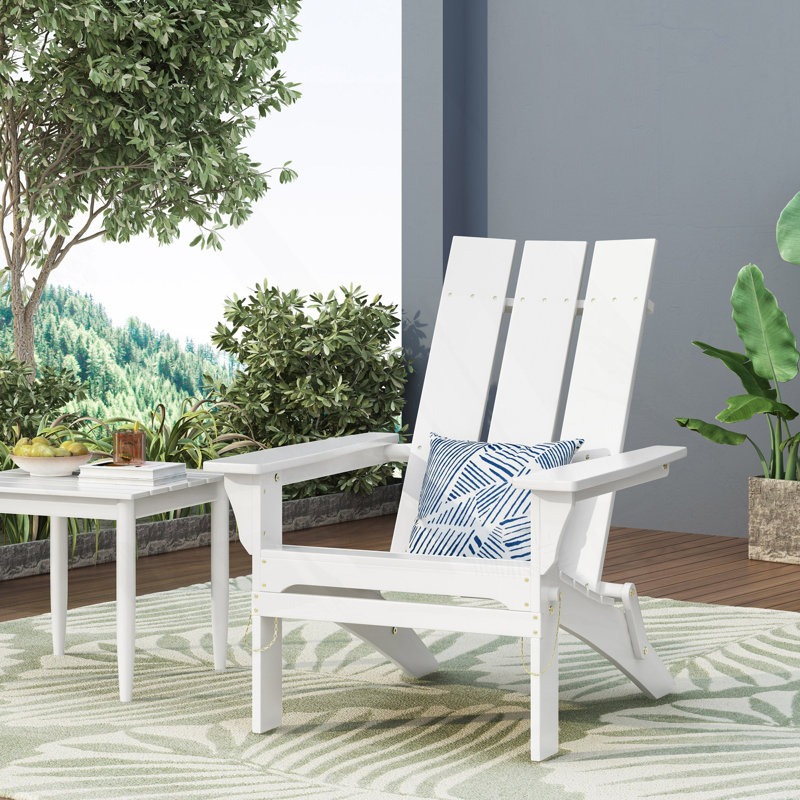 Rustic Design Foldable Adirondack Chair, Patio Chair, White