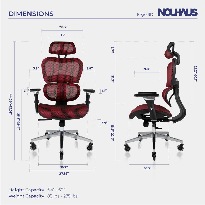 Ergo3D Dark Burgundy Mesh High Back Executive Office Chair