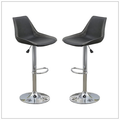 Ensemble de 2 chaises / tabourets de bar réglables en cuir de polyuréthane et chrome