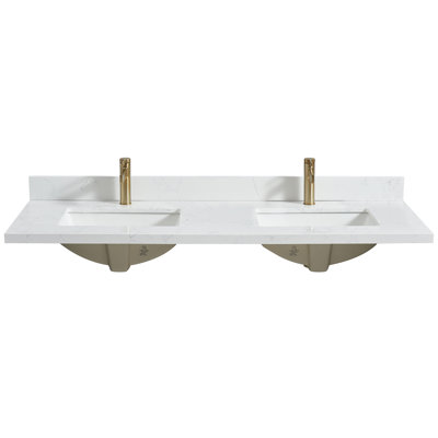 Malaga 61'' Stone Double Bathroom Vanity Top with Sink