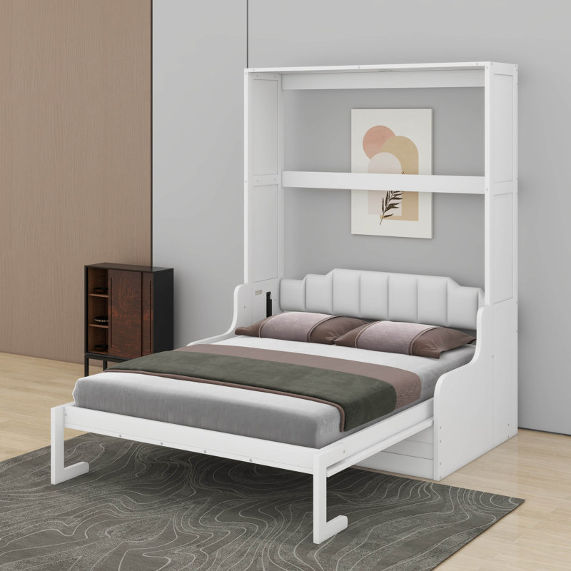 Grand lit escamotable avec coussin, Blanc