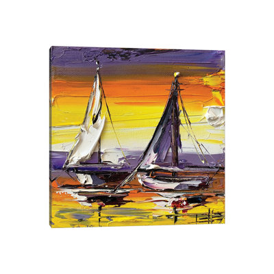Tangerine Sunset 1 Piece Wrapped Canvas Painting