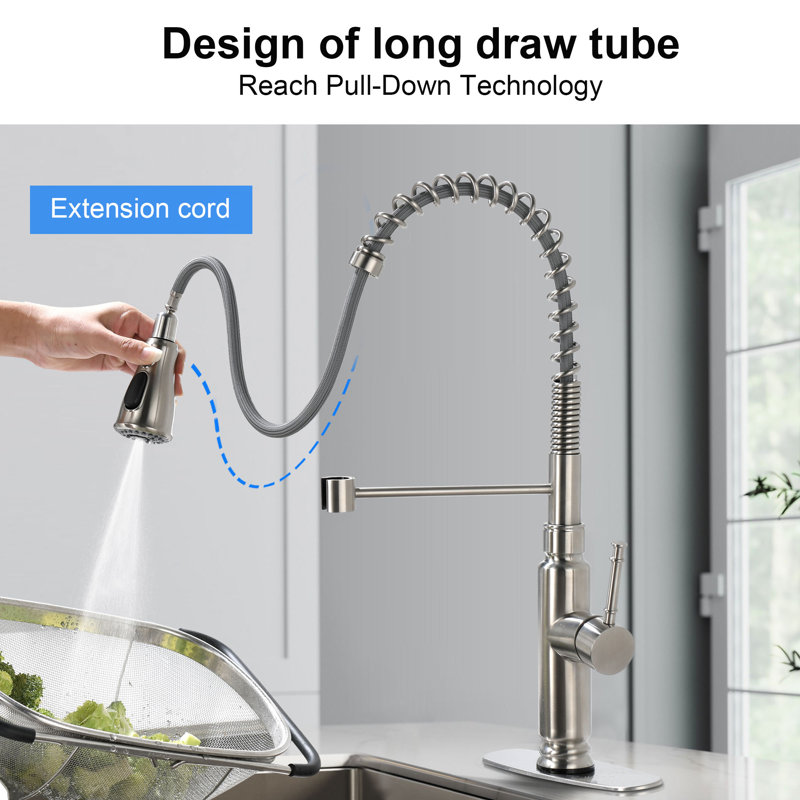 Interbath Pull Down Kitchen Faucet, Brushed Nickel